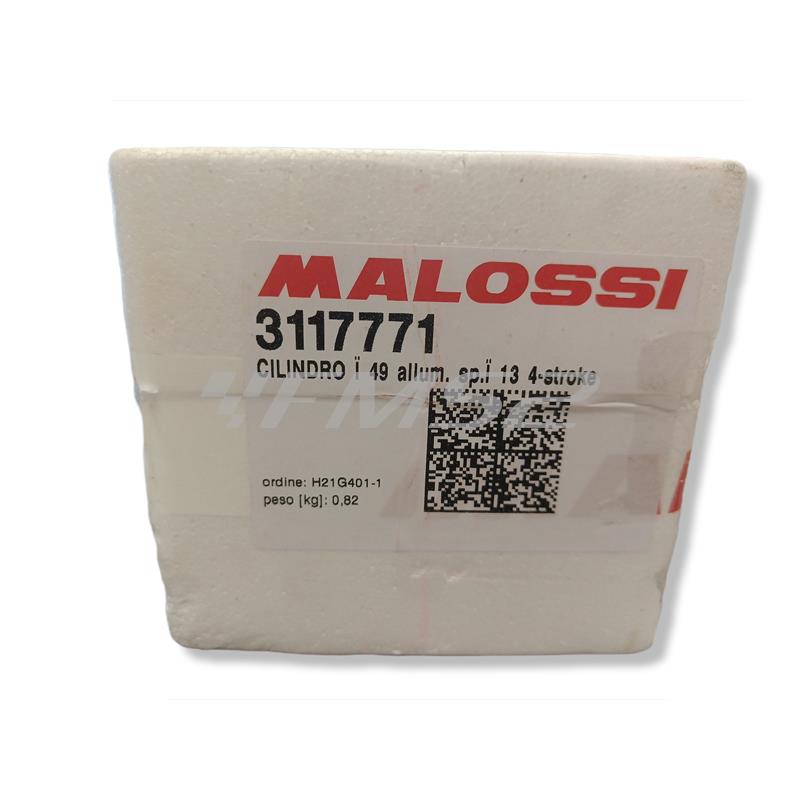 Cilindro Malossi in alluminio con diametro 49 mm e spinotto 13 mm per motori Piaggio scooter 4 tempi raffreddati ad aria, ricambio 3117771