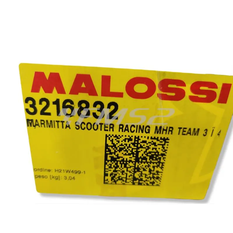Marmitta racing Malossi MHR Team 3 specifica per gruppi termici Malossi 47,6 mm con collettore flangiato 4 bulloni Minarelli orizzontale liquido, ricambio 3216832