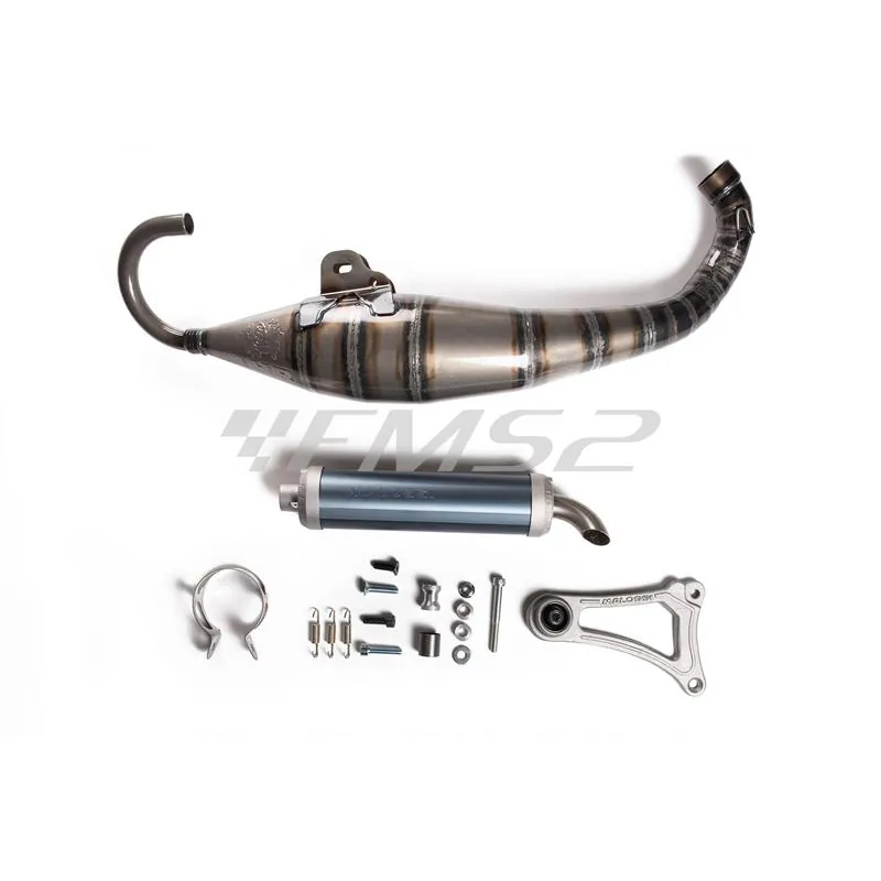 Marmitta racing Malossi MHR Team 3 specifica per gruppi termici Malossi 47,6 mm con collettore flangiato 4 bulloni Minarelli orizzontale liquido, ricambio 3216832