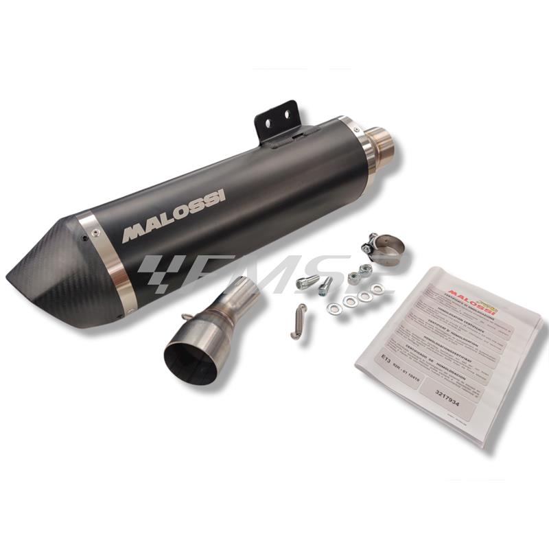 Silenziatore Malossi Maxi Wild Lion black con fondello in carbonio e per utilizzo collettori originali maxi scooter Kymco AK 550 euro 5 prodotti dal 2021 in poi (SBA1), ricambio 3217934
