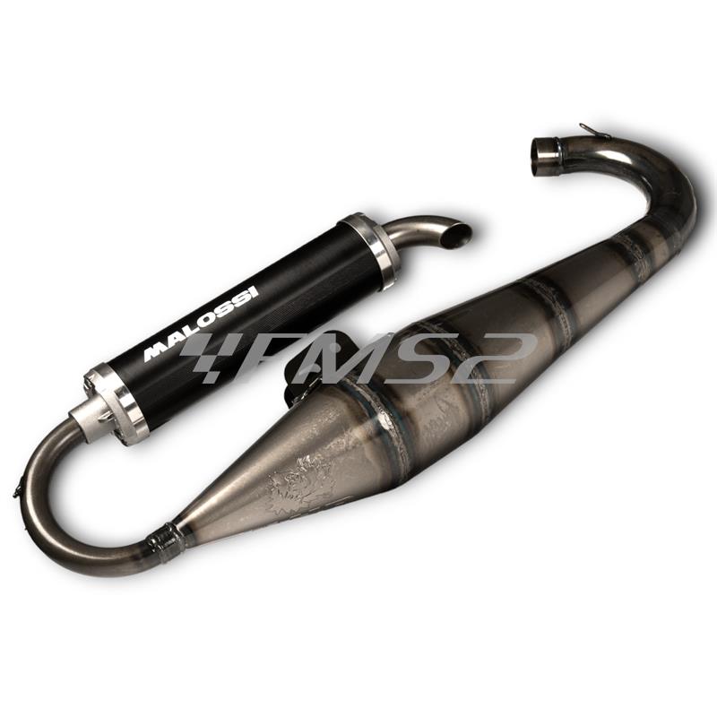 Marmitta Malossi scooter racing MHR nuova versione con silenziatore anodizzato nero per scooter con motore Piaggio raffreddati ad aria e liquido, ricambio 3219490