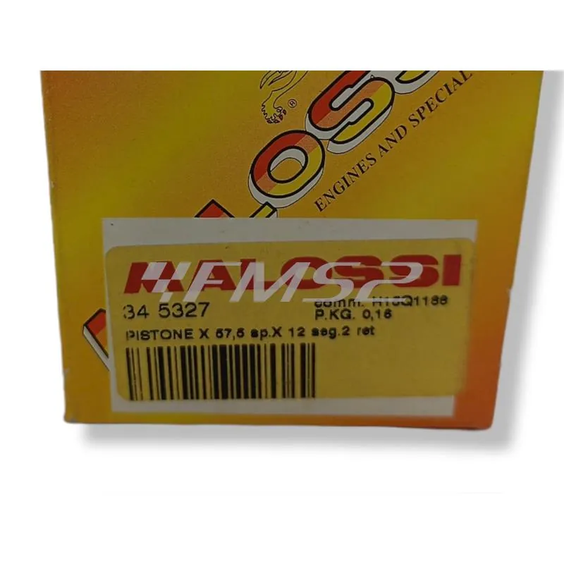 Pistone Malossi bifascia in alluminio con diametro 57,5 mm e spinotto diametro 12 mm per Vespa 50 - Vespa 50 Special - Vespa PK 50 - Ape 50, ricambio 345327