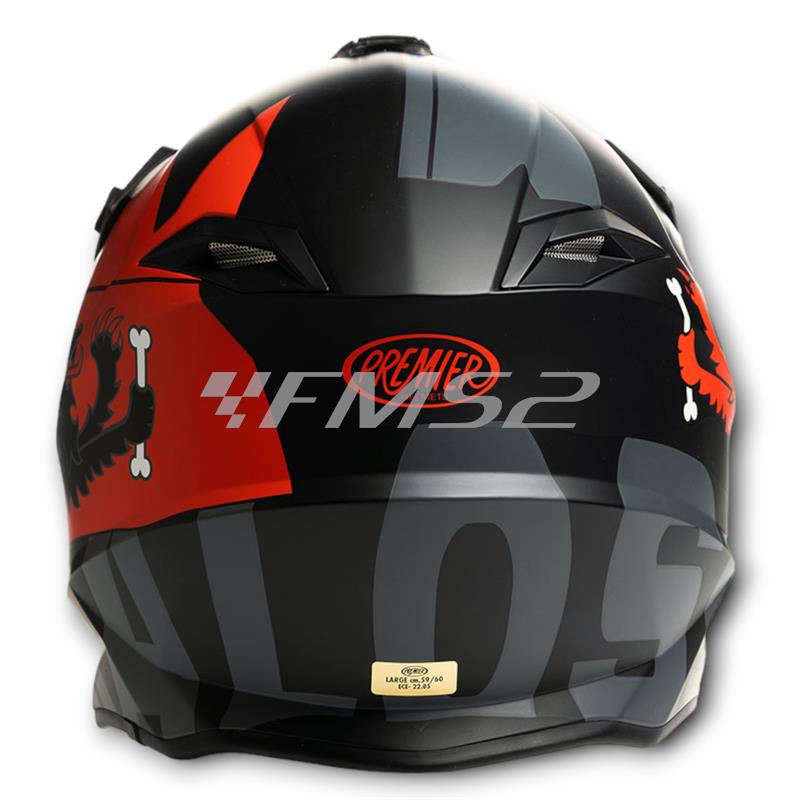 Casco Malossi modello HM2 da cross di colore nero con grafiche rosse e taglia S, ricambio 3915976B3