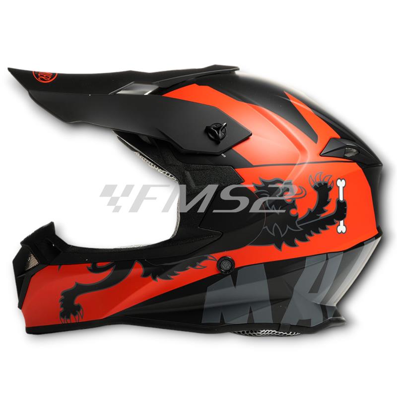 Casco Malossi modello HM2 da cross di colore nero con grafiche rosse e taglia S, ricambio 3915976B3