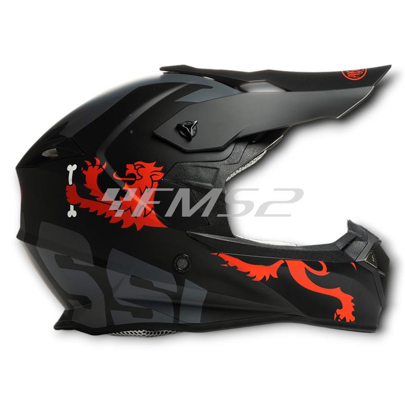 Casco Malossi modello HM2 da cross di colore nero con grafiche rosse e taglia M, ricambio 3915976B4