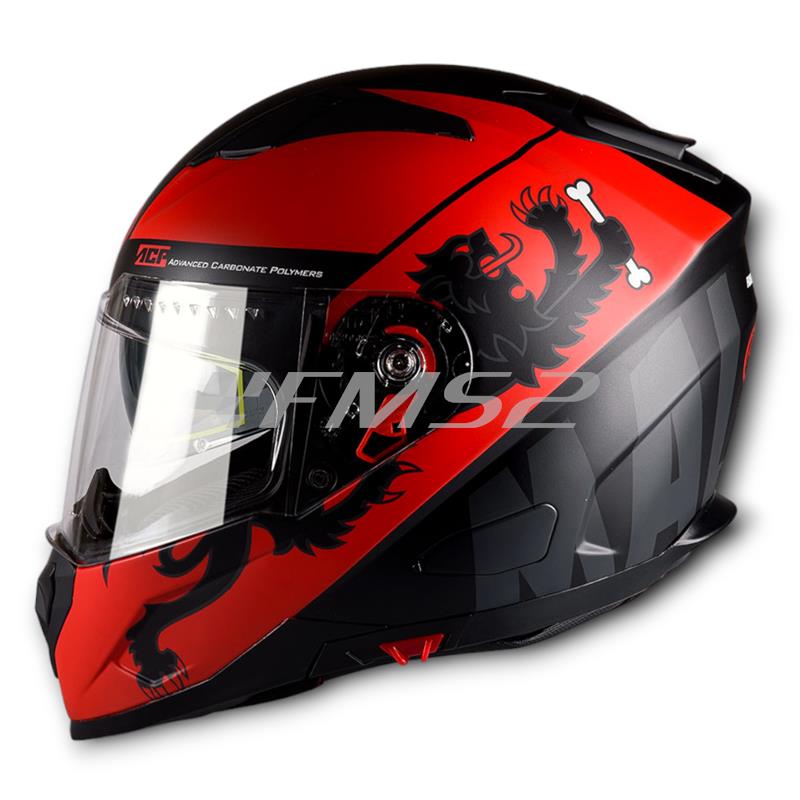 Casco Malossi integrale modello HM1 di colore nero e grafiche rosse con taglia S, ricambio 3918934B3