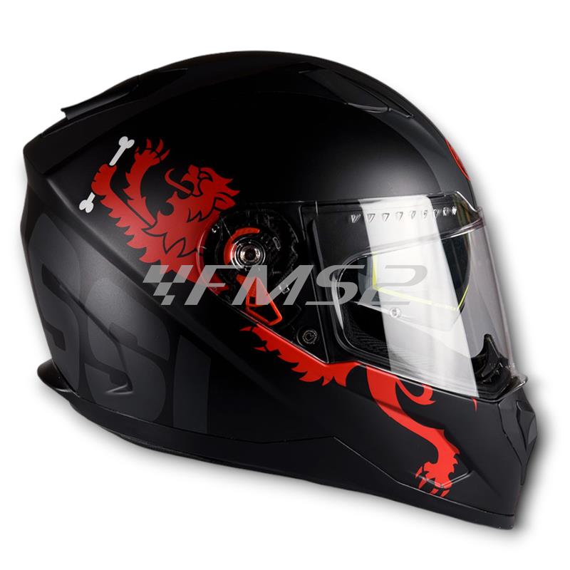 Casco Malossi integrale modello HM1 di colore nero e grafiche rosse con taglia L, ricambio 3918934B5