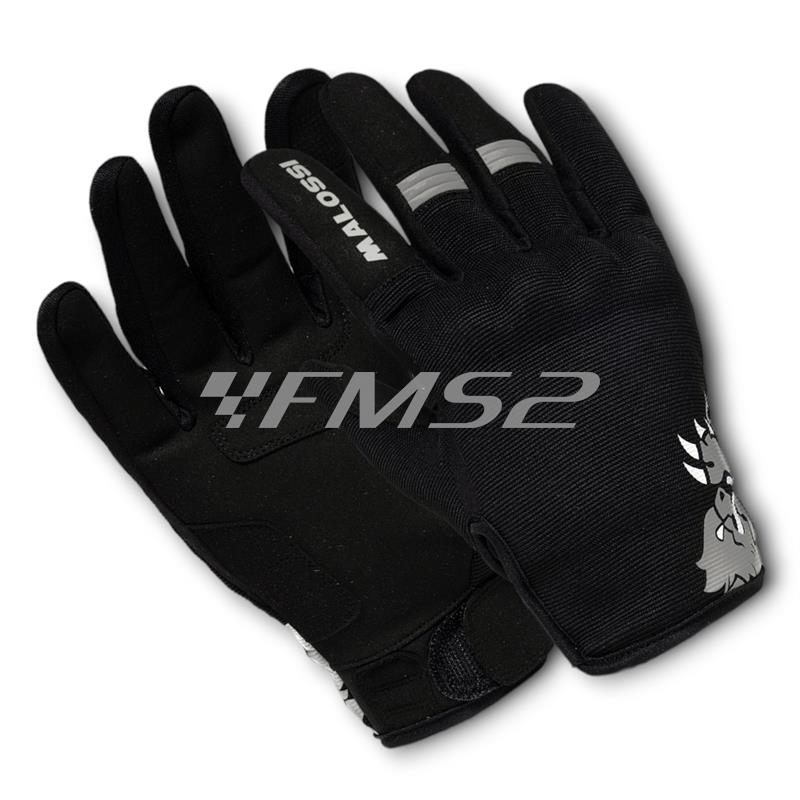 Guanti mezza stagione Malossi modello M-GLOVES di colore nero e grafiche grigie con taglia XS, ricambio 3919252G2