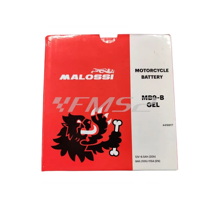 4418917 Batteria Malossi modello MB9-B sigillata in gel senza manutenzione e già attivata e pronta all'uso