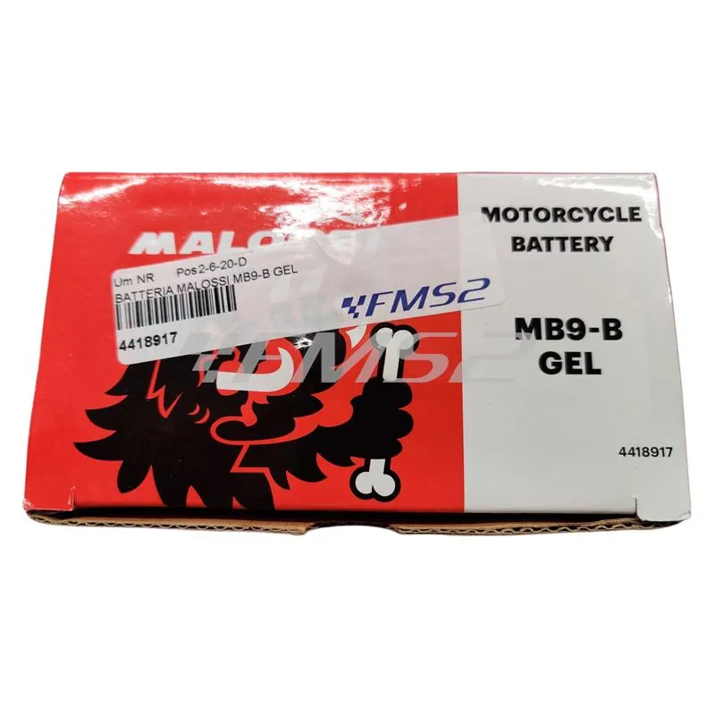 4418917 Batteria Malossi modello MB9-B sigillata in gel senza manutenzione e già attivata e pronta all'uso