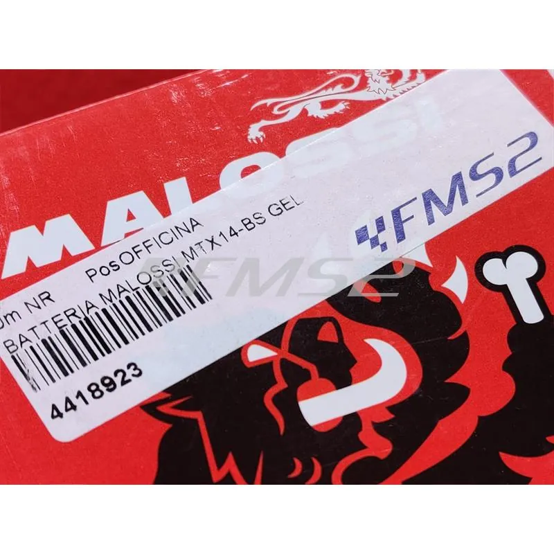 4418923 Batteria Malossi modello MTX14-BS sigillata in gel senza manutenzione e già attivata e pronta all'uso