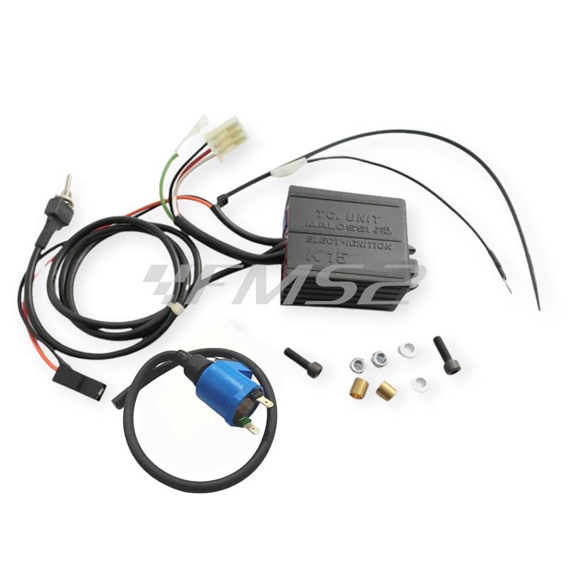 Centralina Malossi Tc Unit Rpm Control per scooter Malaguti F10, F12 aria e liquido e F15 euro 0 e Euro 1 con volano e piatto accensione Ducati prodotti fino al 2001, ricambio 558765