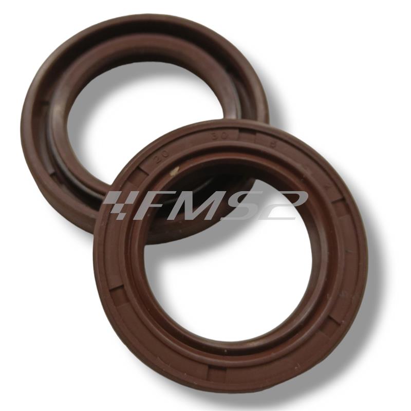 Coppia paraolio Malossi in viton marrone con misura 20x30x5 mm fkm/ptfe specifici per albero motore scooter, ricambio 6615951E