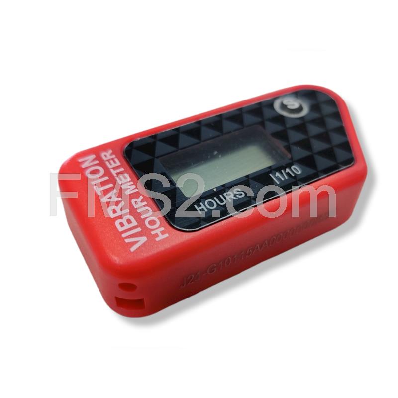 Contaore digitale di colore rosso con attivazione a vibrazione e conteggio parziale resettabile per applicazioni varie, ricambio AT2210R