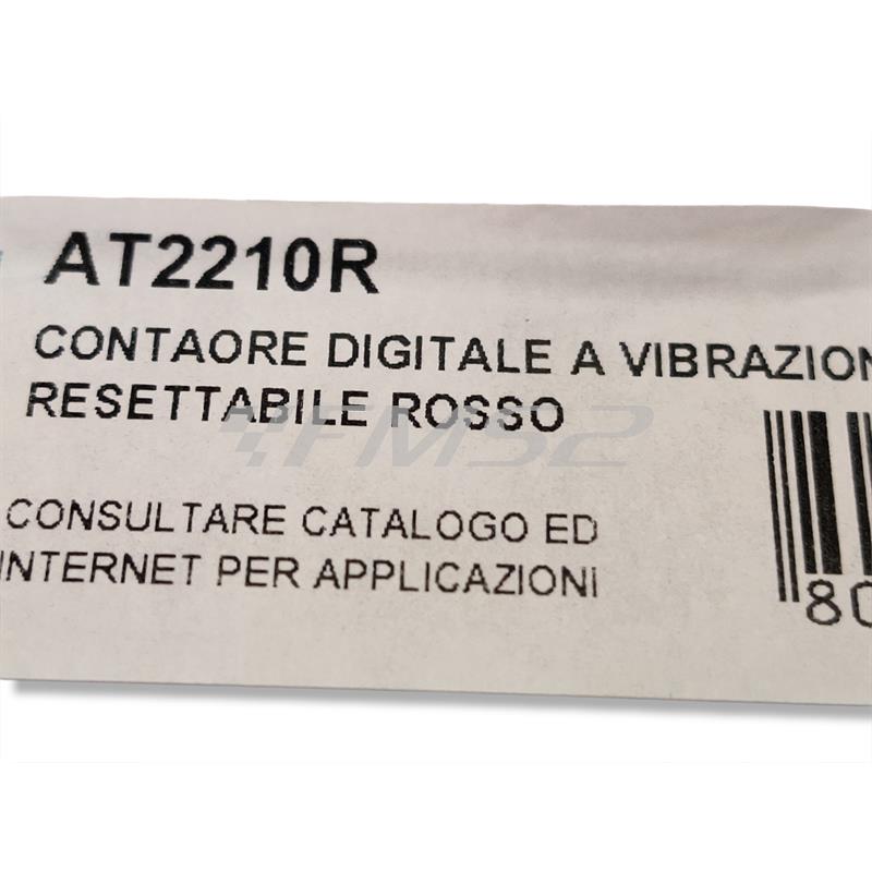 Contaore digitale di colore rosso con attivazione a vibrazione e conteggio parziale resettabile per applicazioni varie, ricambio AT2210R