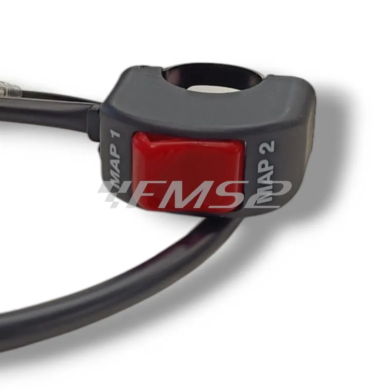 Bottone con fissaggio al manubrio diametro 22 mm per selezione map1 e map2 completo di 2 fili con attacco tondo maschio e femmina, ricambio AV2207