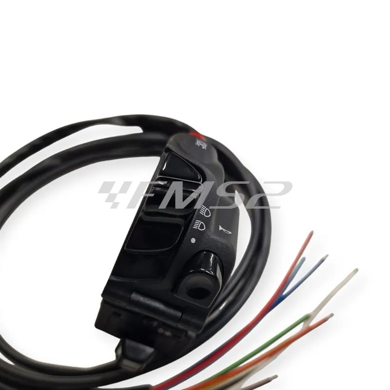 Blocchetto devio fanali multifunzione universale per montaggio lato destro originale Domino completo di cablaggio per applicazioni varie, ricambio AV2212