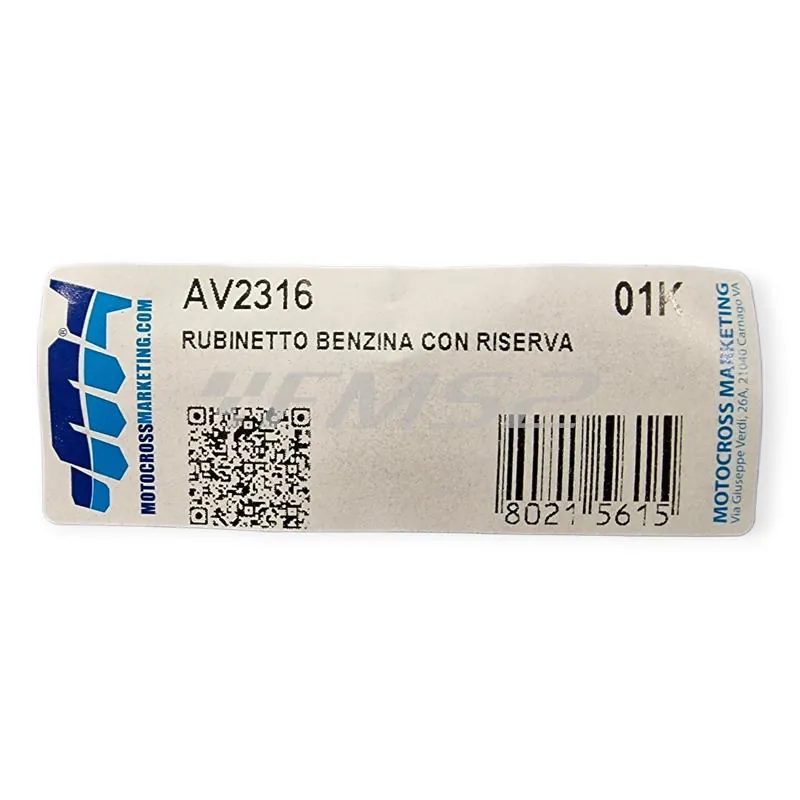 Rubinetto benzina con riserva Motocross Marketing AV2316 per KTM, Beta, Husaberg, Husqvarna - Interasse fori 34mm