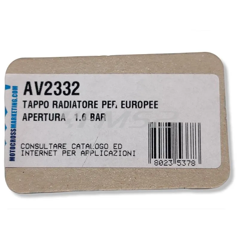 AV2332 Tappo radiatore per motocross europee e apertura con pressione da 1.6