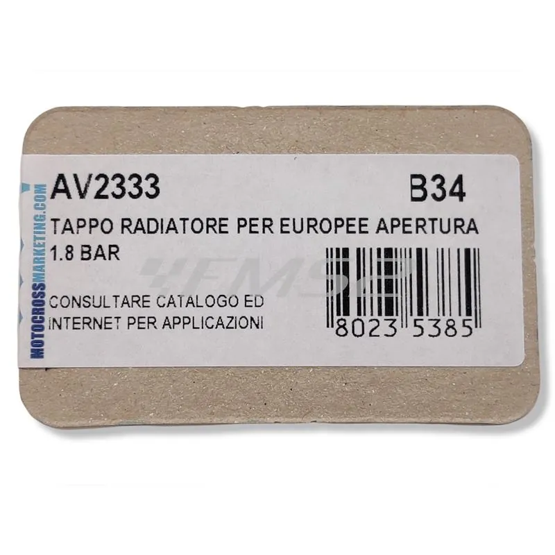Tappo radiatore per motocross europee e apertura con pressione da 1.8, ricambio AV2333