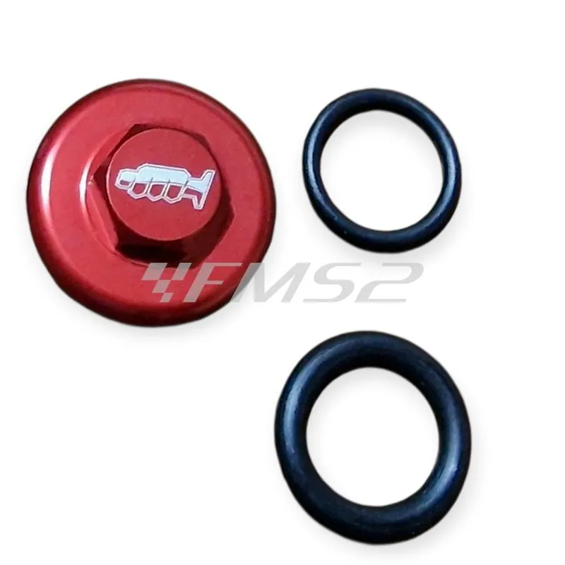Tappo carico olio M20 X 2,5 mm anodizzato rosso con chiave da 13 mm specifico per FANTIC, HONDA, KAWASAKI e YAMAHA, ricambio AV3000R