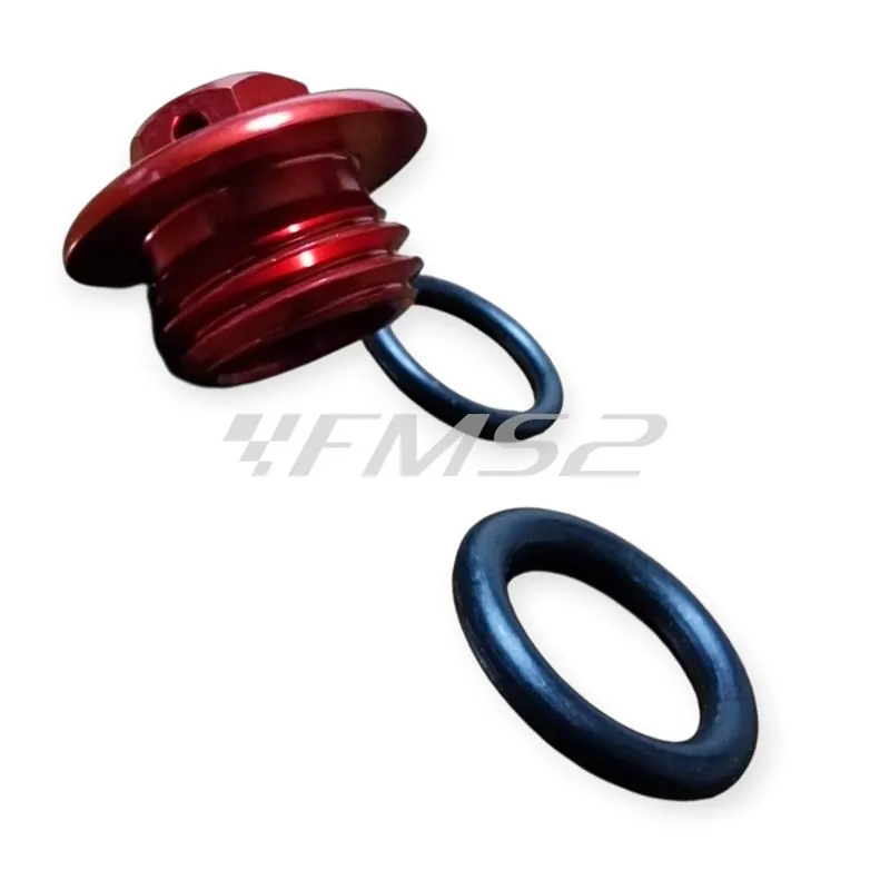 Tappo carico olio M20 X 2,5 mm anodizzato rosso con chiave da 13 mm specifico per FANTIC, HONDA, KAWASAKI e YAMAHA, ricambio AV3000R