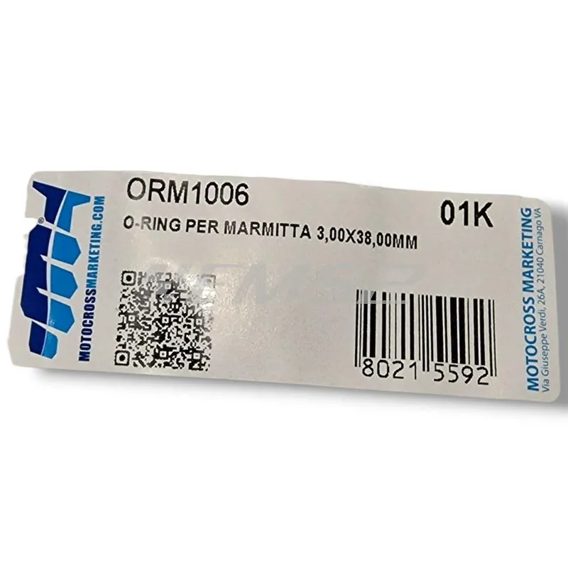 O-ring per marmitta 3,00 x 38,00 mm per KTM, Husqvarna e Gas Gas 85 e 125 2 tempi, ricambio ORM1006