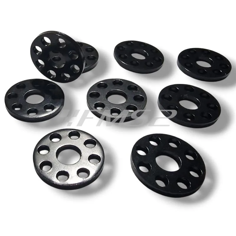 Rondelle in alluminio alleggerite anodizzate nero ø interno 6 mm, ø esterno 18 mm e spessore 2 mm - confezione da 10 pezzi, ricambio VT2105N