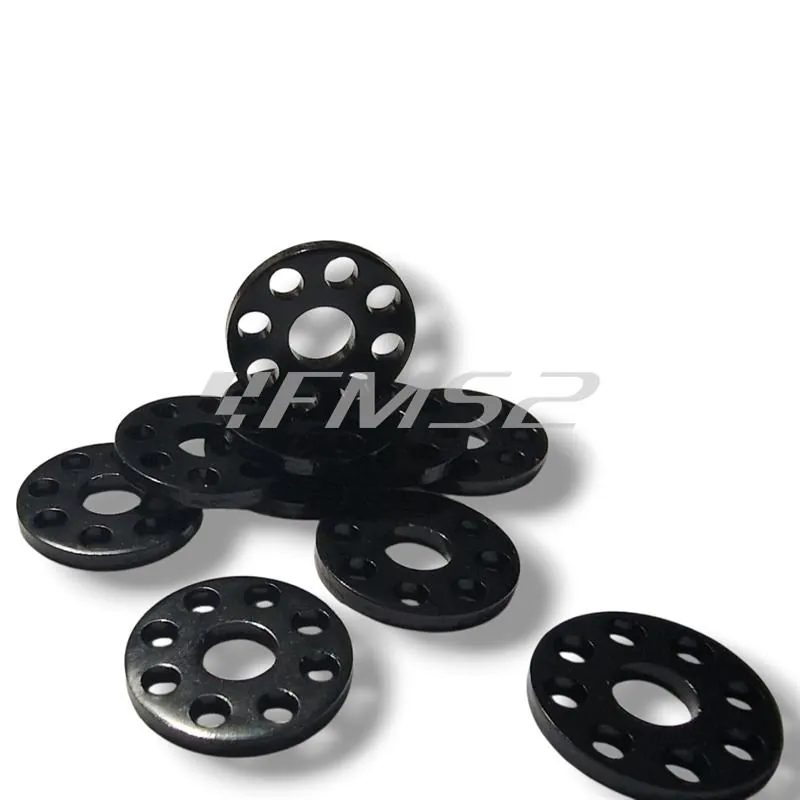 Rondelle in alluminio alleggerite anodizzate nero ø interno 6 mm, ø esterno 18 mm e spessore 2 mm - confezione da 10 pezzi, ricambio VT2105N