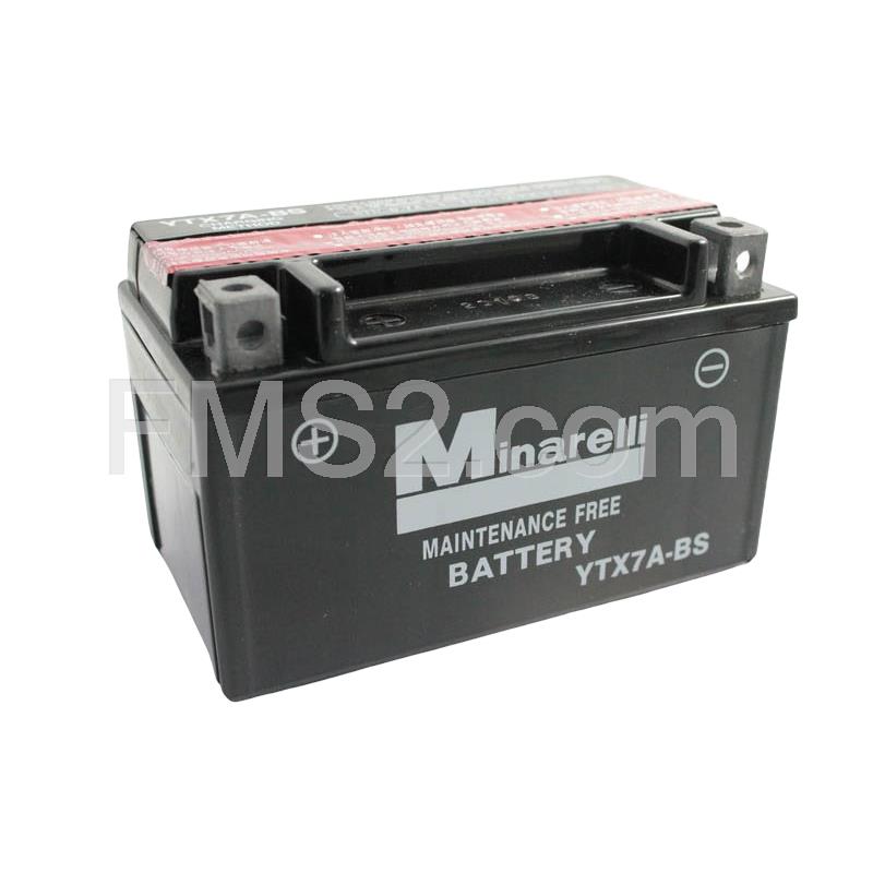 Batteria Minarelli YTX7A-BS, 12 Volt - 6 Ah, tipo MF, ricambio 0012350