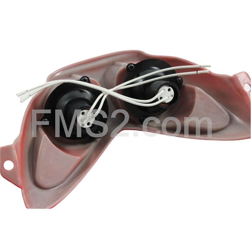 Mascherina fanale anteriore top performance per scooter MBK Nitro e  Yamaha Aerox di colore rosso pastello e 2 lampade alogene, ricambio T201354