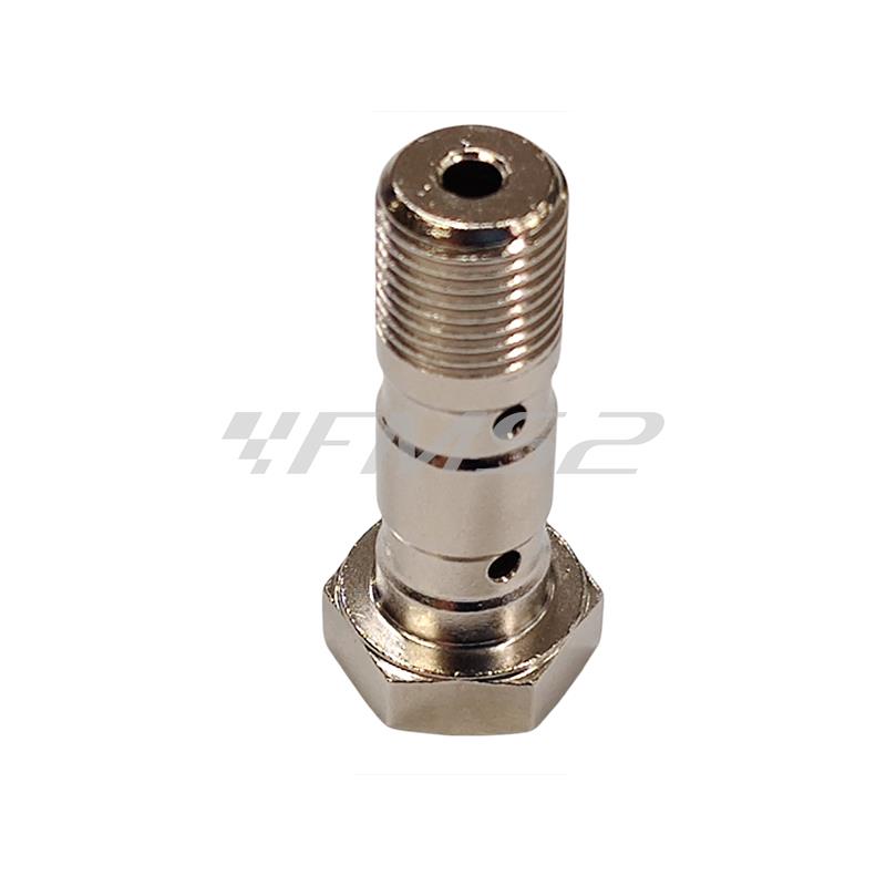 Bocchettone vite lunga per montaggio doppio raccordo con passo M 10x1 mm in metallo cromato lucido w.m.(Motorquality), ricambio 06222827