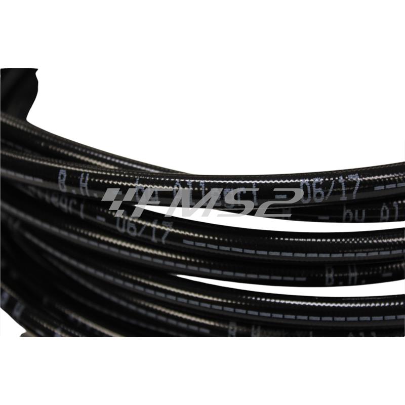 Tubo freno aeronautico Allegri in treccia metallica con rivestimento in pvc di colore nero per impianti freno venduto al decimetro (Motorquality), ricambio 06403460