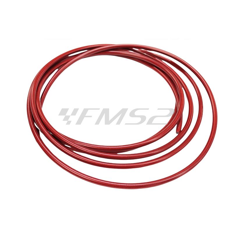 Tubo freno aeronautico Allegri in treccia metallica con rivestimento in pvc di colore rosso per impianti freno venduto al decimetro (Motorquality), ricambio 06403470