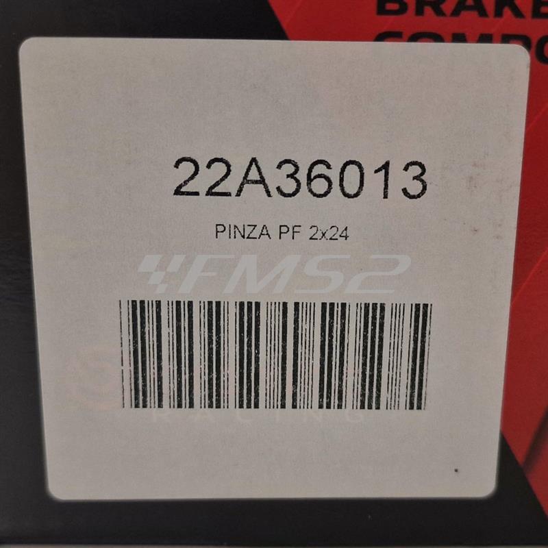 Pinza freno Brembo anteriore flottante silver 2 pistoncini Ø 24 mm con interasse di fissaggio 90 mm per enduro/cross/motard KTM, Gas Gas, Husqvarna, Sherco, Husaberg, ricambio 22A36013