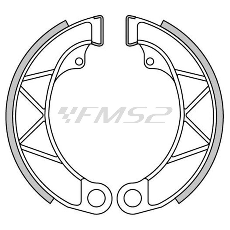 Ganasce freni a tamburo anteriori e posteriori Newfren per Lambretta 125, 150 e 200 cc prodotte dal 1958 fino al 1968, ricambio GF0089