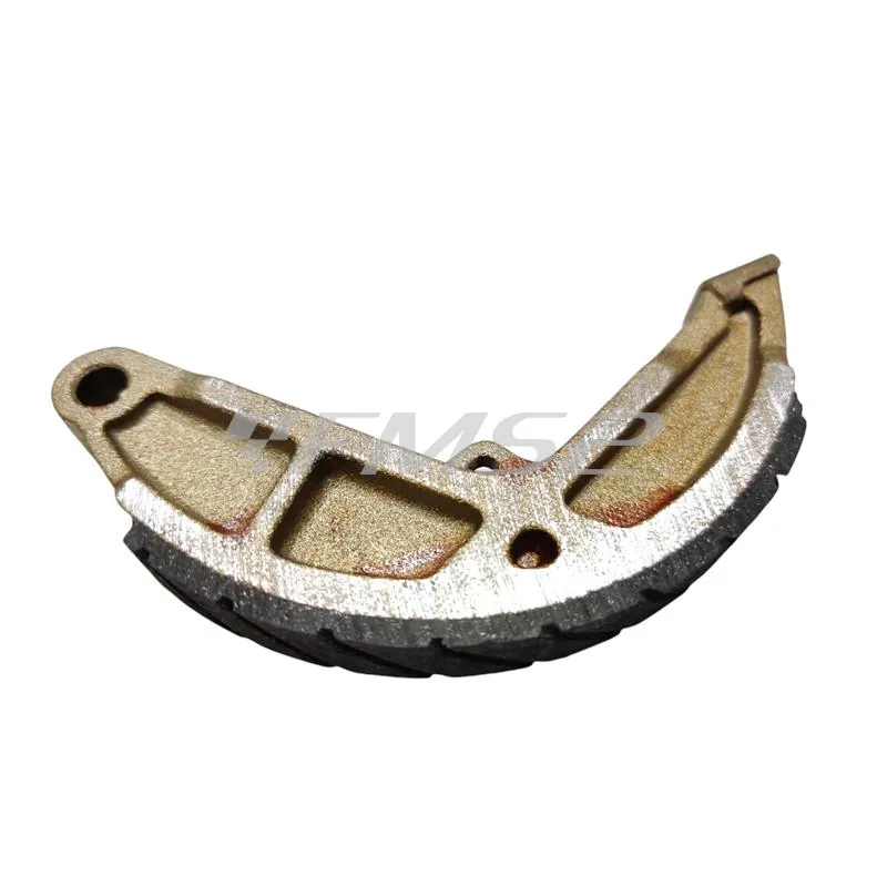 Ganascia freno a tamburo posteriore Newfren versione con tagli antiacqua, per ciclomotori Piaggio Ciao, Si, Grillo, Boxer, Boss, Bravo, SuperBravo, ricambio GF0190FTR