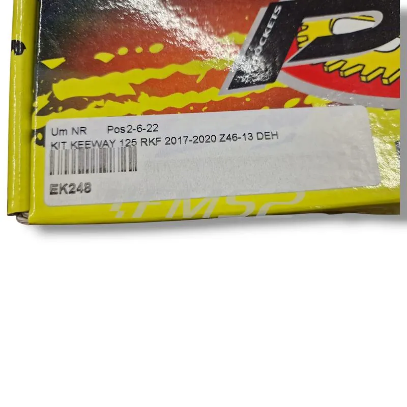 Kit Pignone, corona, catena PBR con corona acciaio Z46, pignone acciaio Z13 e catena EK passo 428 DEH con 130 maglie per Keeway 125 RKF prodotte dal 2017 al 2020, ricambio EK248