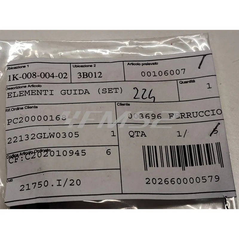 00106007 Kit tasselli piattello guida rulli in kit da 3 pezzi originali per scooter Kymco 50 cc con motore a 2 e 4 tempi
