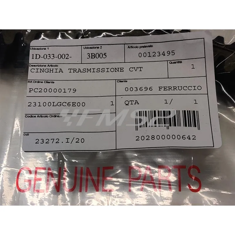 00123495 Cinghia trasmissione cvt originale per maxi scooter Kymco AK550 prodotti dal 2017 in poi