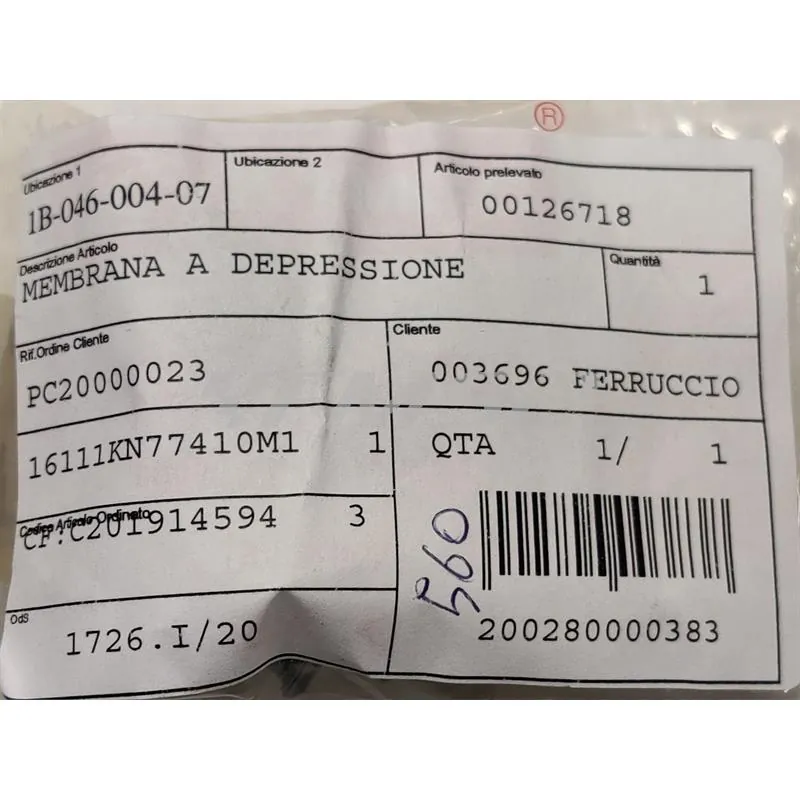 Membrana a depressione, ricambio 00126718