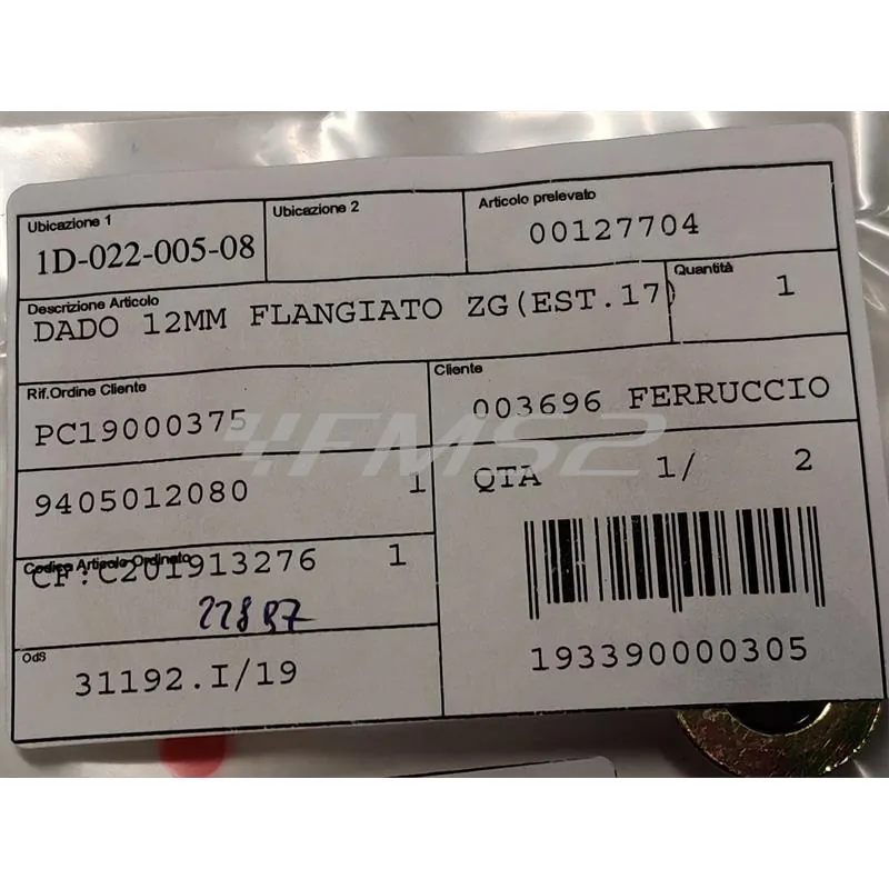 00127704 Dado flangiato 12mm