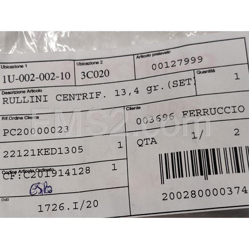 Kit rulli variatore centrifugo 13.4 grammi (kit), ricambio 00127999