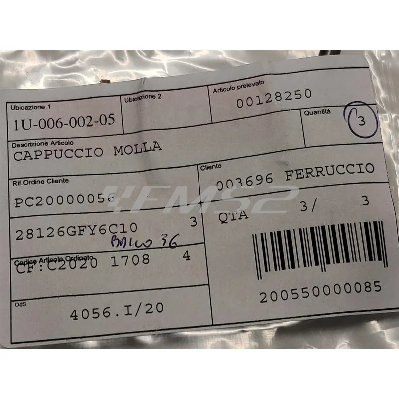 Cappuccio molla, ricambio 00128250