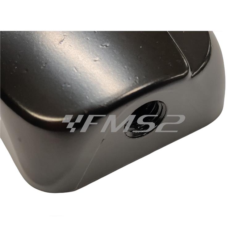 Coperchio posteriore comando devio fanali sinistro con filetto per attacco specchietto in alluminio di colore nero per scooter e maxi scooter Kymco Agility 50, 125, 150 e 200 cc, ricambio 00135046