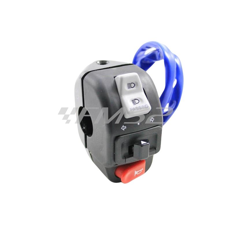 Comando devio luci sinistro completo di supporto posteriore in alluminio per scooter 50 e maxi scooter Kymco 125 4t, ricambio 00152642