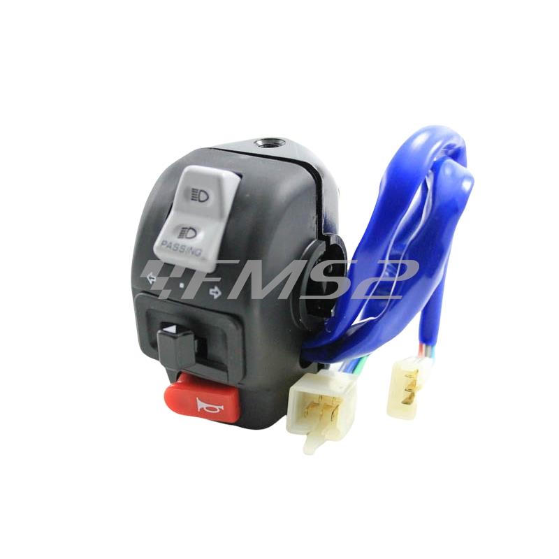 Comando devio luci sinistro completo di supporto posteriore in alluminio per scooter 50 e maxi scooter Kymco 125 4t, ricambio 00152642