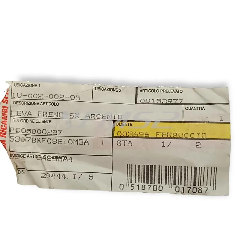 00153977 Leva freno sinistro argento