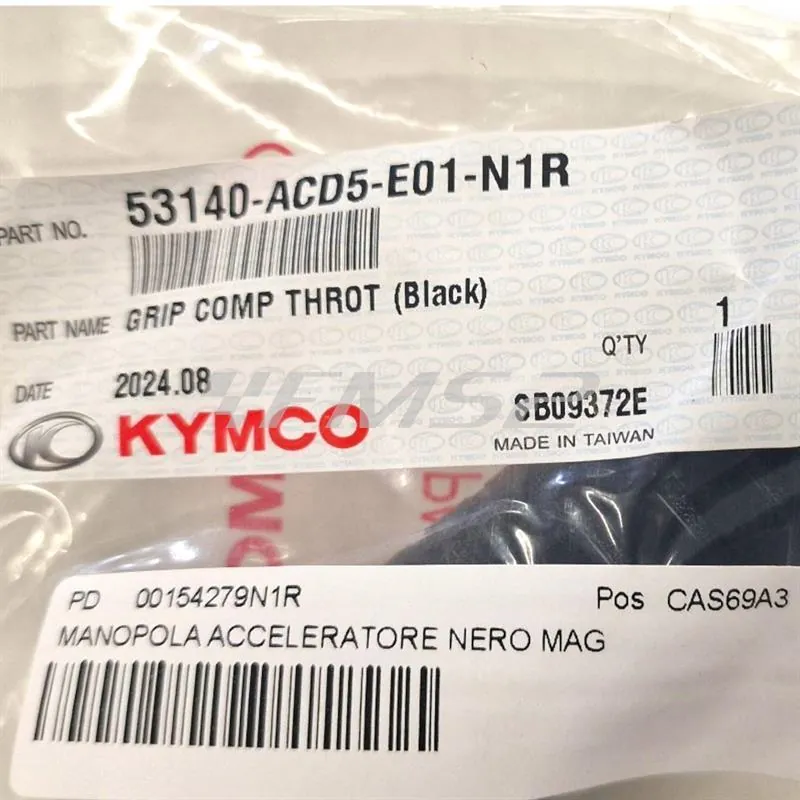 Manopola destra acceleratore originale Kymco in gomma di colore nero maggiore specifica per maxi scooter Kymco Downtown 350 cc I TCS euro 4 e 5 prodotti dal 2019 in poi, ricambio 00154279N1R