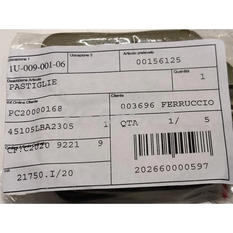 Pastiglie freno pasticche originali per maxi scooter Kymco 250, 300 e 500 cc 4 tempi, ricambio 00156125